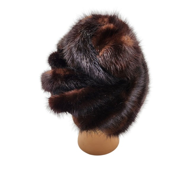Vintage Conrad & Chandler New York Mink Fur Hat Black Brown Swirls Mobwife PROP - Picture 5 of 9
